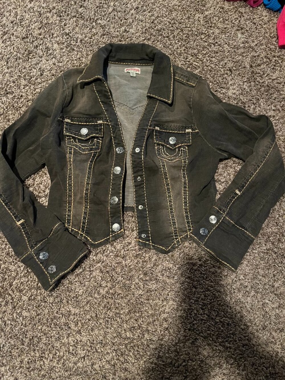 True Religion Brown Denim Super T Denim Shirt Large NWOT $204 Retail